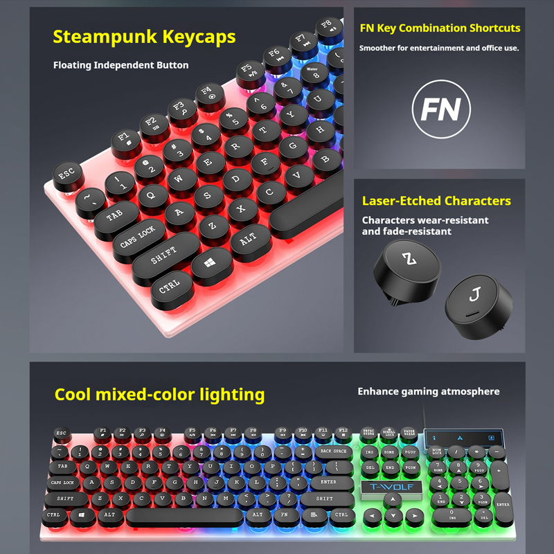 لوحة مفاتيح الألعاب T11T-WOLF، - مراجعة Pc Gaming Fullset وسعره